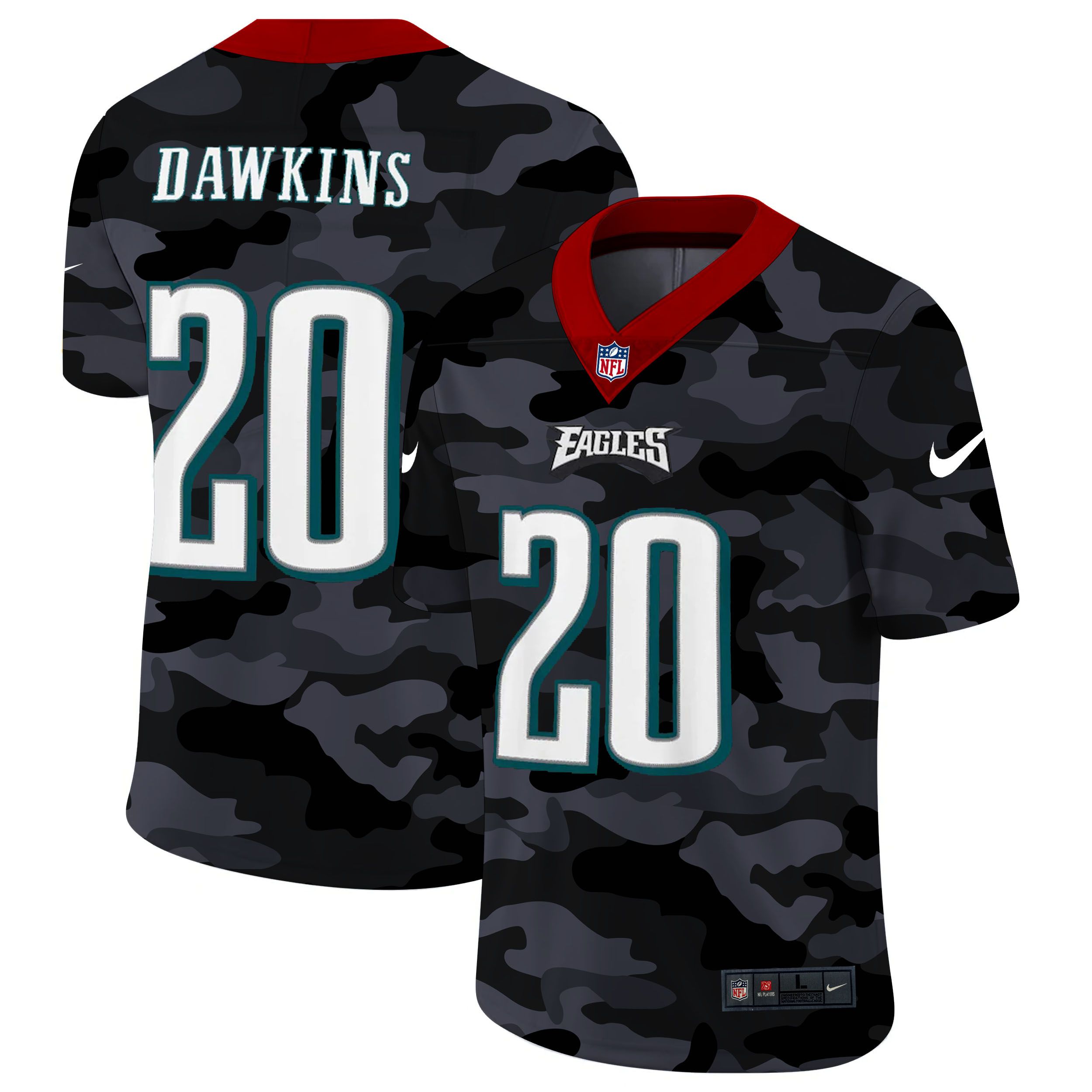 Men Philadelphia Eagles #20 Dawklns 2020 Nike Camo Salute to Service Limited NFL Jerseys